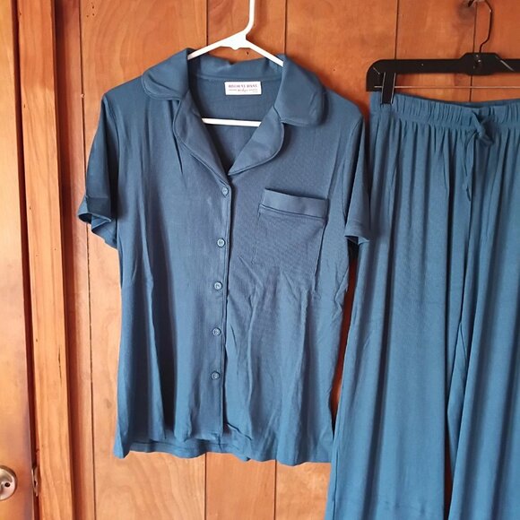 Discount Divas Women's Dark Blue Pj's Wide Leg Pajamas Size S New - Picture 3 of 5